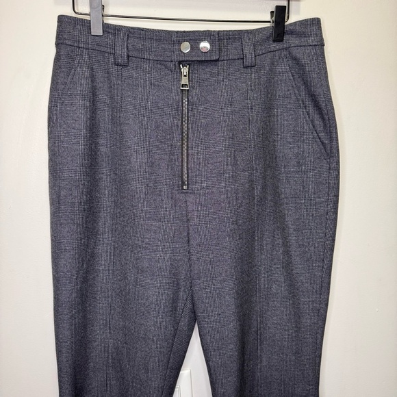 A.L.C Grey Plaid Flare Leg Trouser Pants Exposed Zipper Size 10 - Picture 6 of 16